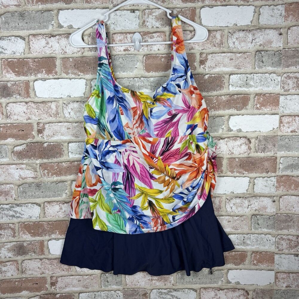 Maxine of Hollywood Azul  Swim Dress 18W Floral Tankini Skirted Tummy Control